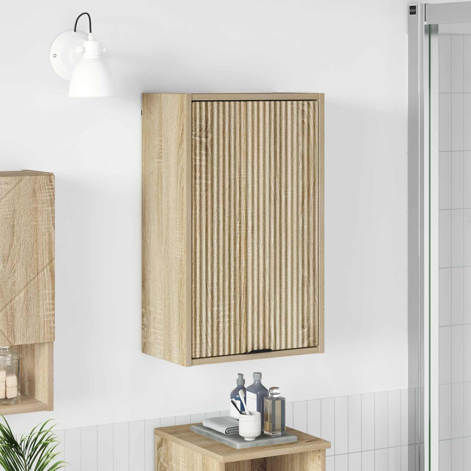 vidaXL Badezimmerschrank Wandmontiert Sonoma-Eiche 39 x 23,5 x 65 cm, Moderner Badezimmerschrank, rechteckige Wandablage, aus Holz, platzsparendes Design, praktisch und kompakt