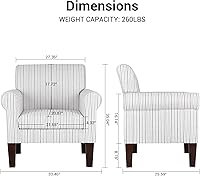 Vista 2 de FUNKEEN - Juego de 2 sillas de sala de estar, cómodas sillas de acento a rayas, modernas y cómodas sillas tapizadas de lino con brazos