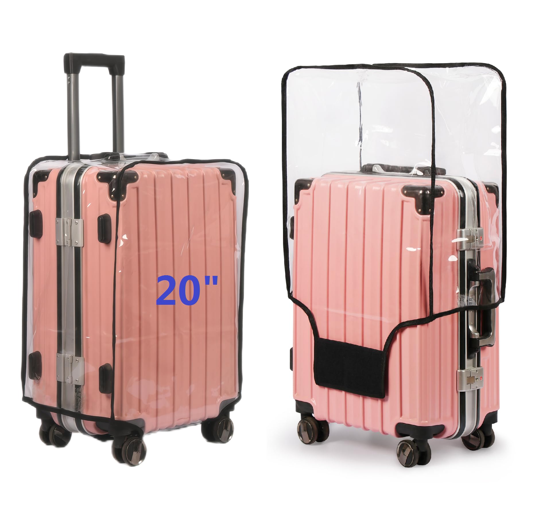 FABULWAY Clear PVC Suitcase Cover Protectors Thicken Luggage Cover Protector Full Transparent Luggage Cover Waterproof Wheeled Suitcase Cover Dustproof Luggage Sleeve Protector (20")