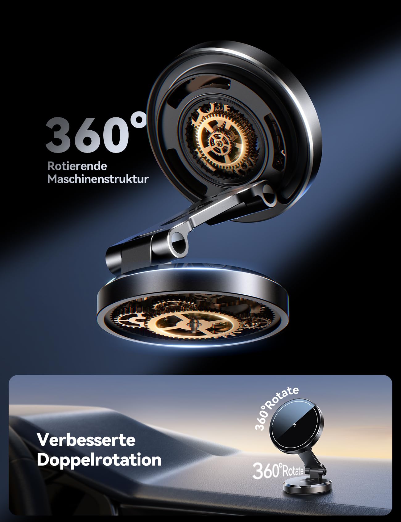 JOYROOM 15W für Magsafe Autohalterung mit Ladefunktion [Doppelseitiges Dreh-Rotation] Auto Handyhalterung Magsafe für das Armaturenbrett, Handyhalterung Auto für iPhone 17 16 15 14 13 12