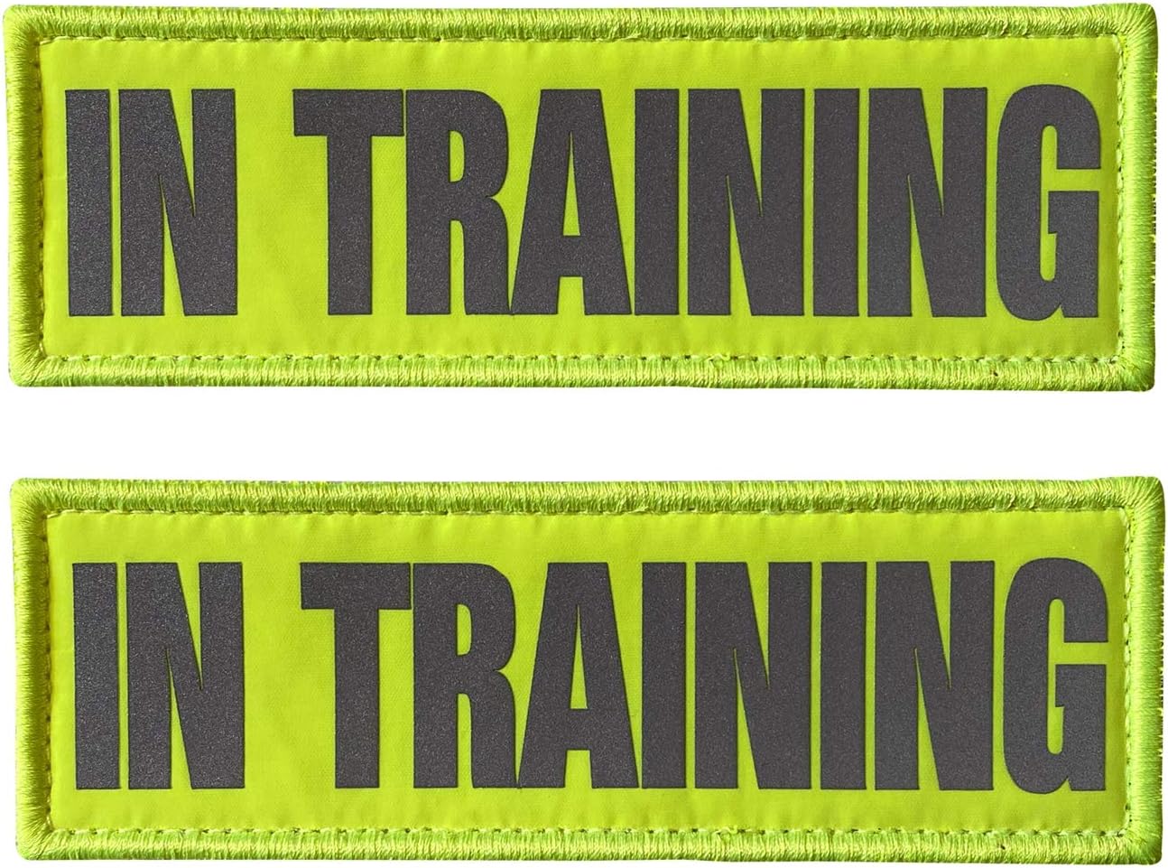 JUJUPUPS Reflective Dog Patches 2 Pack Service Dog,in Training,do not Pet Tags for Hook and Loop Patches Vests and Harnesses (in Training, 5×1.5 inch)