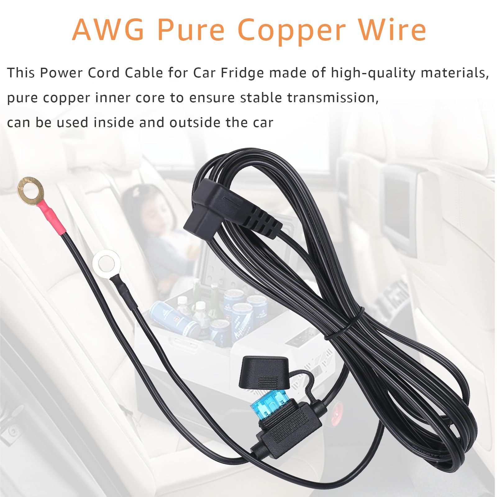 Cordon d'alimentation 12 V CC pour réfrigérateur de Voiture Compatible avec Alpicool, Costway, ARB, ICECO, Setpower, Aspenora, JoyTutus Câble d'alimentation pour réfrigérateur Portable de