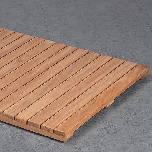 Miniatura 2 de ZXCVBAS Tapete de ducha de teca, tapete de spa de lujo, tapete de madera para bañera, tapete de baño de bambú para suelo de baño, ducha al aire