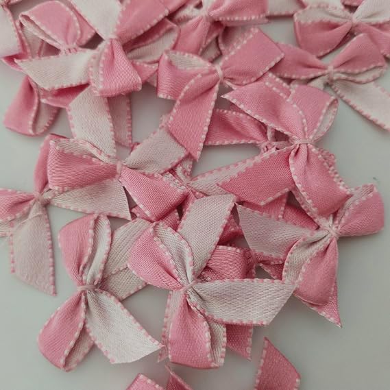50pcs 1.2-Inch Baby Pink and Hot Pink Mini Satin Ribbon Bows for Crafts Small Ribbon Bows for Christmas Ornaments Decoration Embalishement(Pink)