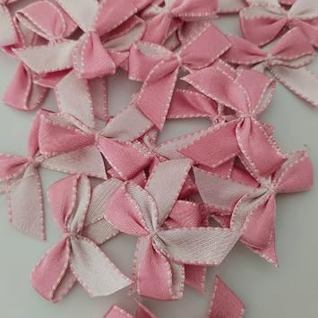 50pcs 1.2-Inch Baby Pink and Hot Pink Mini Satin Ribbon Bows for Crafts Small Ribbon Bows for Christmas Ornaments Decoration Embalishement(Pink)