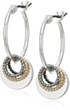 Women's Shaky Drop Off Hoop Earrings Tri Tone