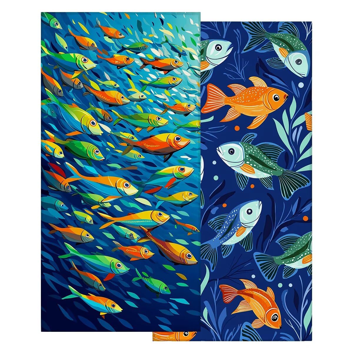 Ręcznik plażowy XXL, 100 x 200 cm, zestaw 2 szt., z mikrofibry, ręcznik plażowy w kształcie ryby, szybkoschnący, do sauny, fitness, bez piasku, ręcznik plażowy, do sauny, duży ręcznik kąpielowy