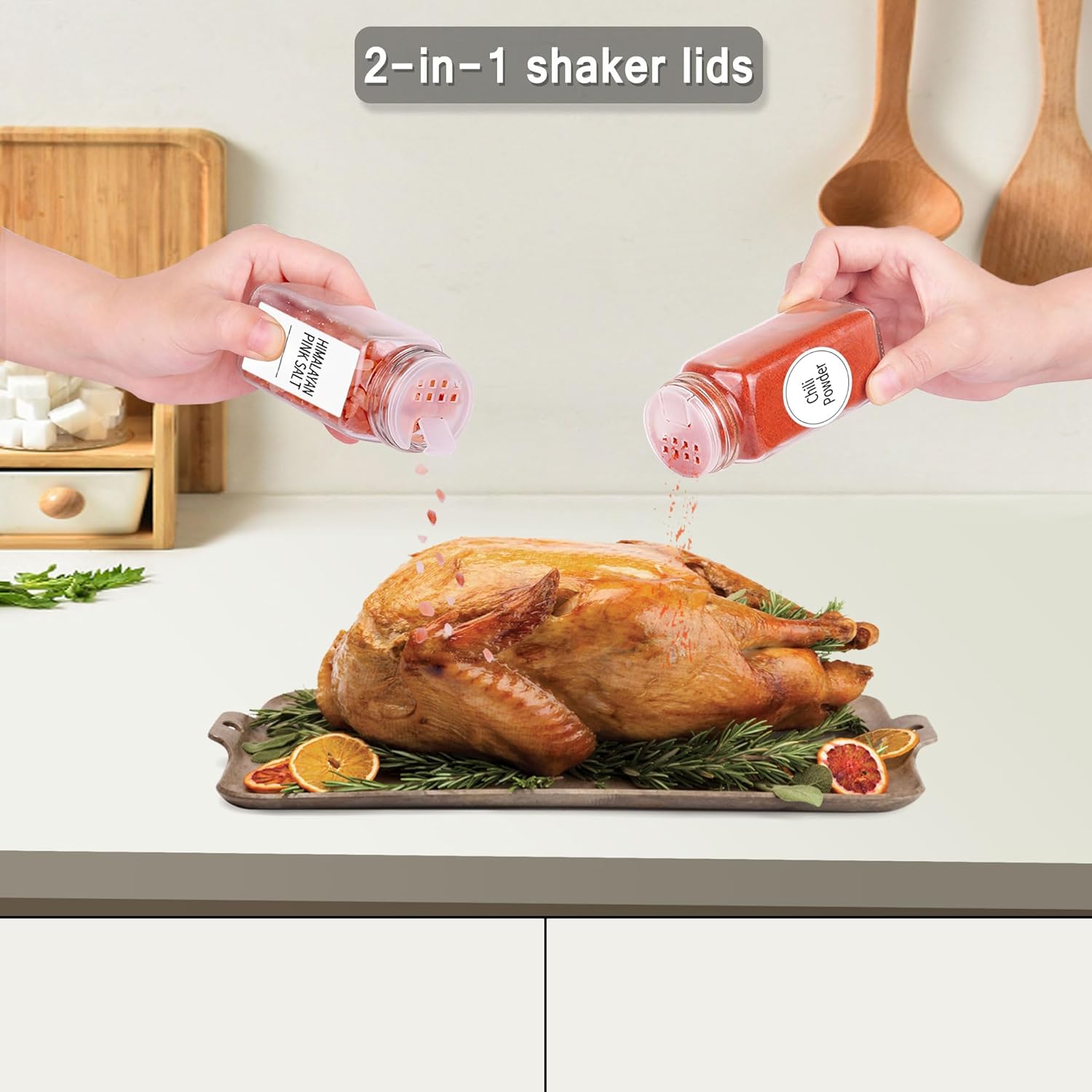 Churboro Magnetic Spice Rack for Refrigerator with Spice Jars- Includes 24 Pcs 4 OZ Seasoning Containers with Labels, 4 Space-Saving Magnetic Shelf for fridge- Perfect for Small Kitchens, Apartments - Image 5