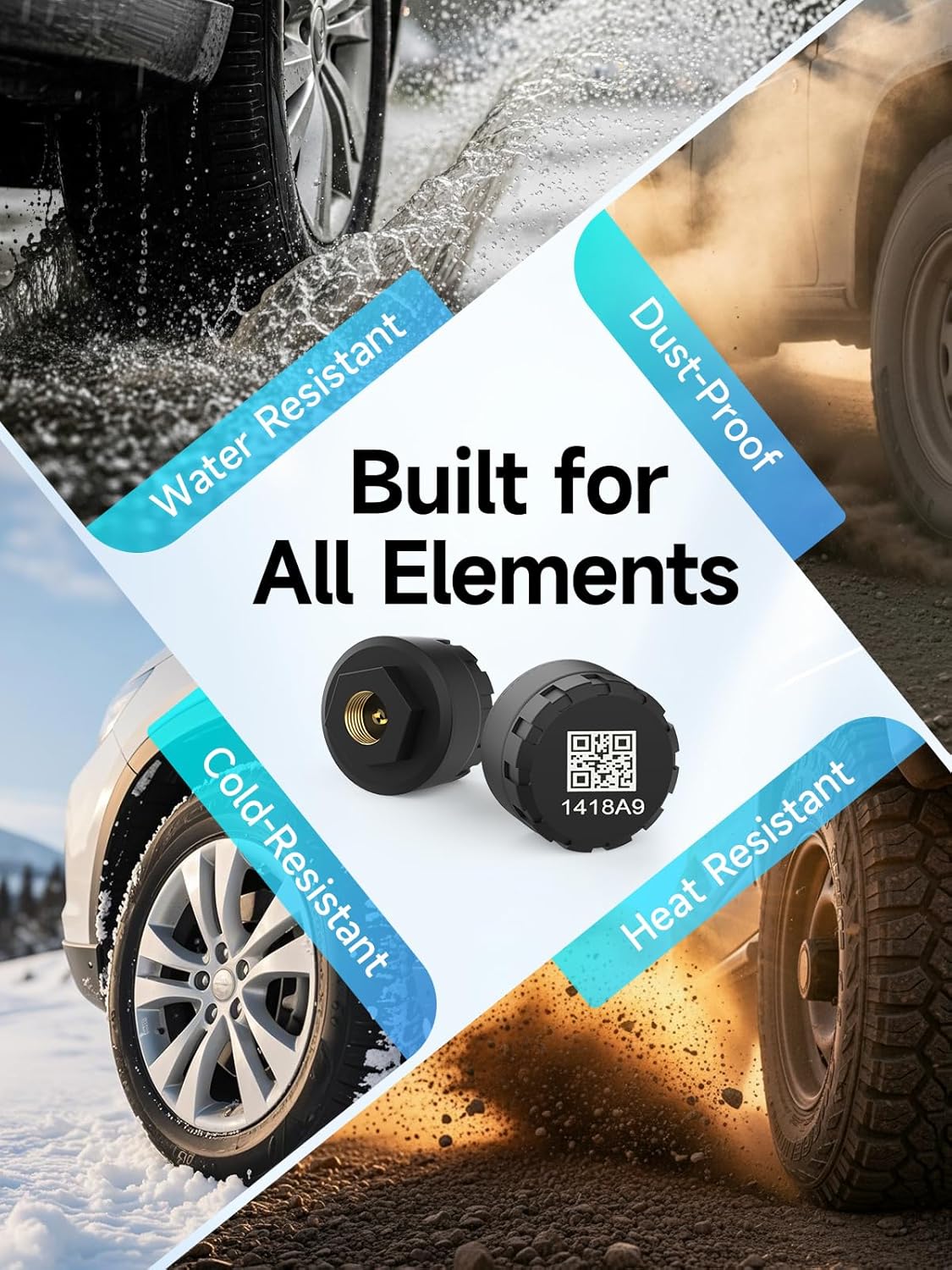 Moman RV Tire Pressure Monitoring System, New Car TPMS Sensors Set of 4, Tire Pressure and Temperature Alarm, Wireless Tire Pressure Sensor, Support iOS & Android