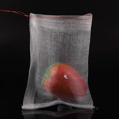 Miniatura 7 de Fdit 100pcs Plantas Frutas Bolsas Cordón Malla Bolsa Contra Aves Jardinería Herramientas Fruta Malla Bolsa