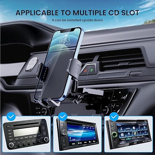 Vista 6 de TICILFO Soporte de teléfono para automóvil, soporte de teléfono de metal mejorado, ranura para CD, soporte de teléfono celular para automóvil
