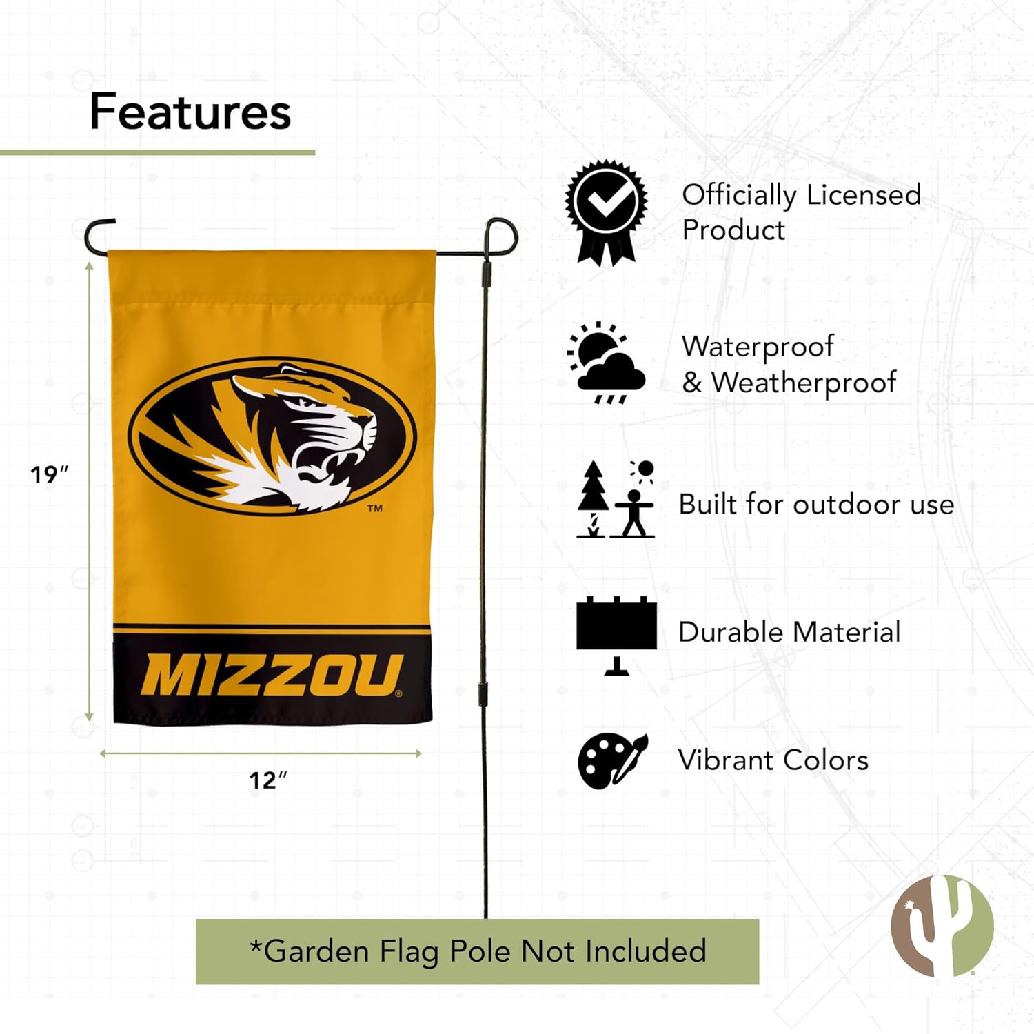 Desert Cactus University of Missouri UM Garden Flag – 19 x 12 Inch Missouri Tigers Banner, for Outdoor Display and Events (Design B) - Image 4