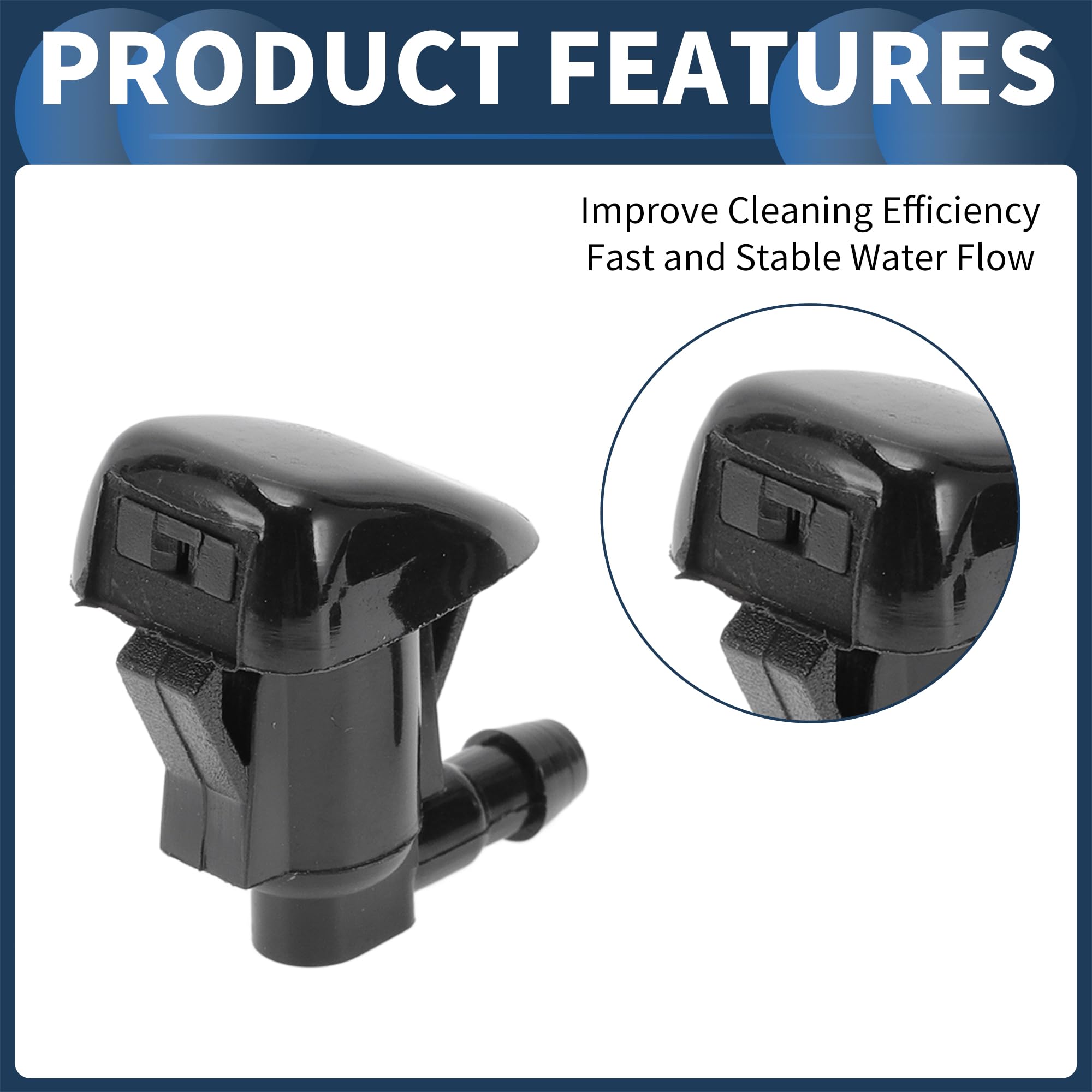 HOPESPANNER Windshield Washer Nozzle For Toyota Sienna 2004-2010 - OE 85381AE020, Black Plastic Spray Jet With Hose Connectors - View #4