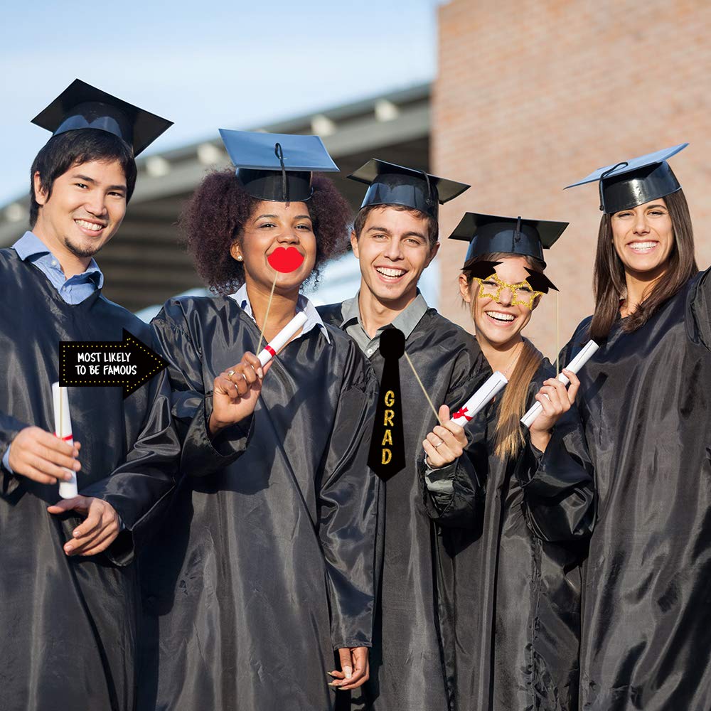 Graduation Party Photo Booth Props Kit Selfie Station Sign Wooden