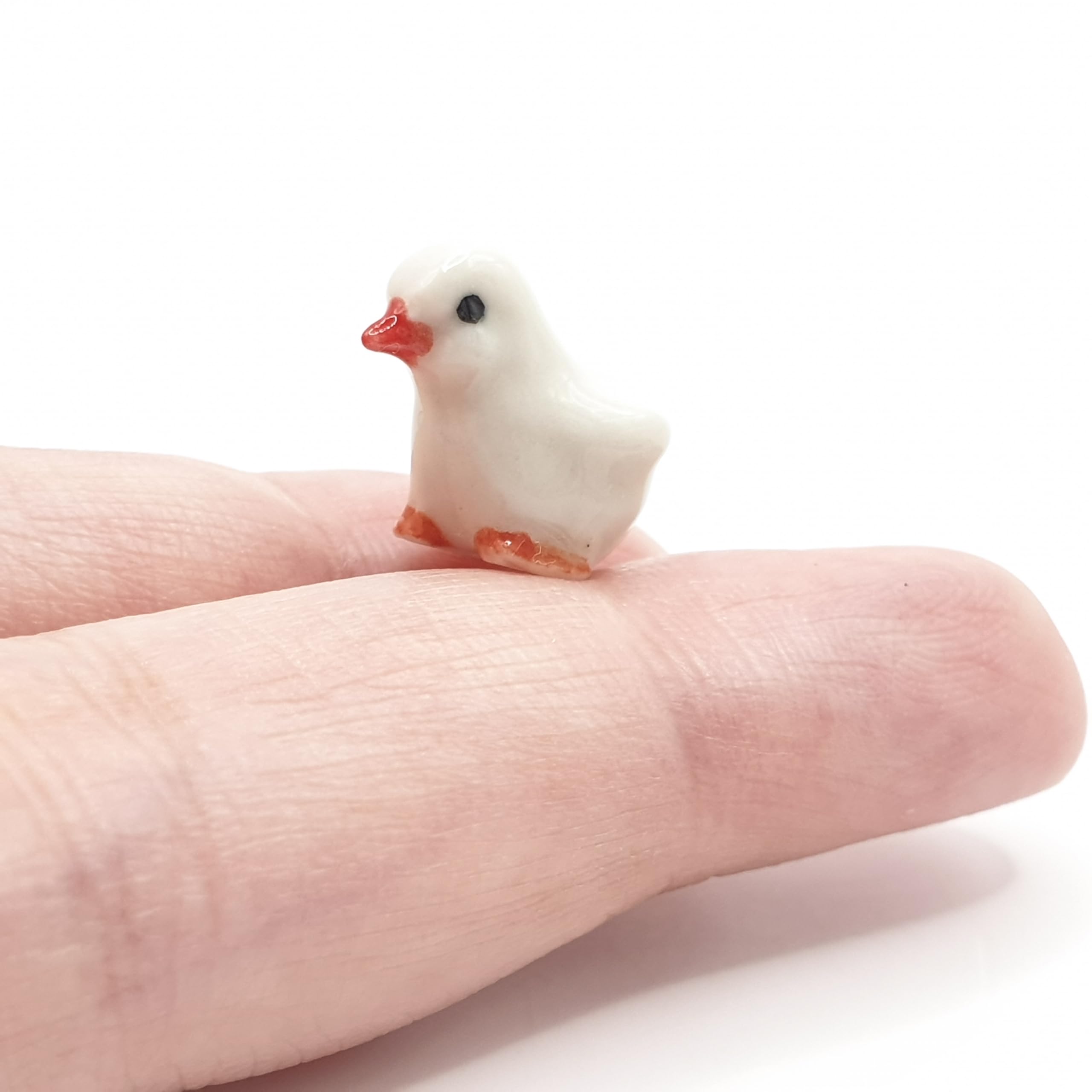 WitnyStore Tiny ⅝ Hen Yellow Figurine - Chicken Rooster Chicks Ceramic Figurine Miniature Poultry Farm Animal Decorative Collectible Hand Made Painted Porcelain Clay Pottery Gift And Souvenir
