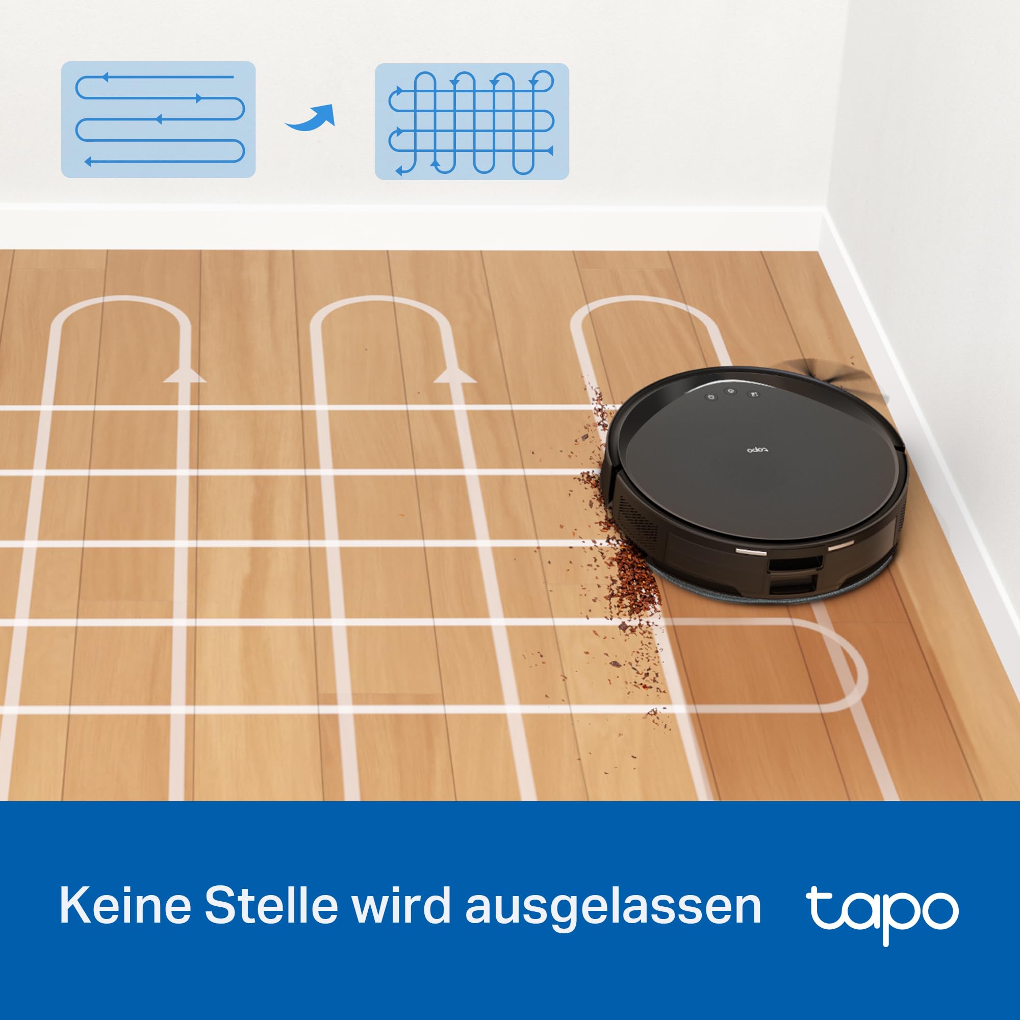 Tapo RV20 Max Plus Saugroboter mit Wischfunktion und automatischer Absaugstation, 5300Pa Ultra-Starke Saugkraft, 83 mm Ultra-schlank, kompatibel mit Alexa & Google Assistant Sprachsteuerung, App