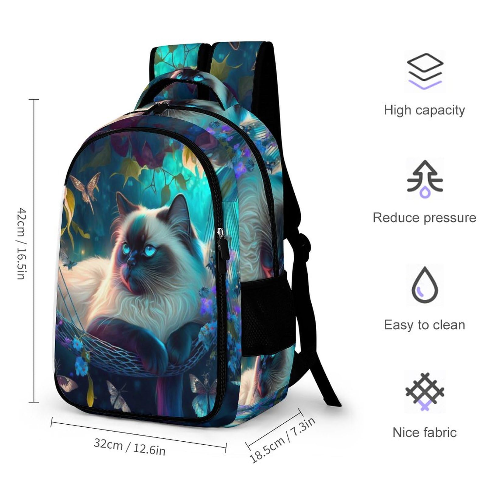 Schulrucksack Jungen Teenager Rucksack Schule Mädchen Schultasche Kinder Schulranzen 5-13 Klasse Süße Katze Ranzen 8-16 Jahre Geschenke Für Jugendliche School Bag for Kids