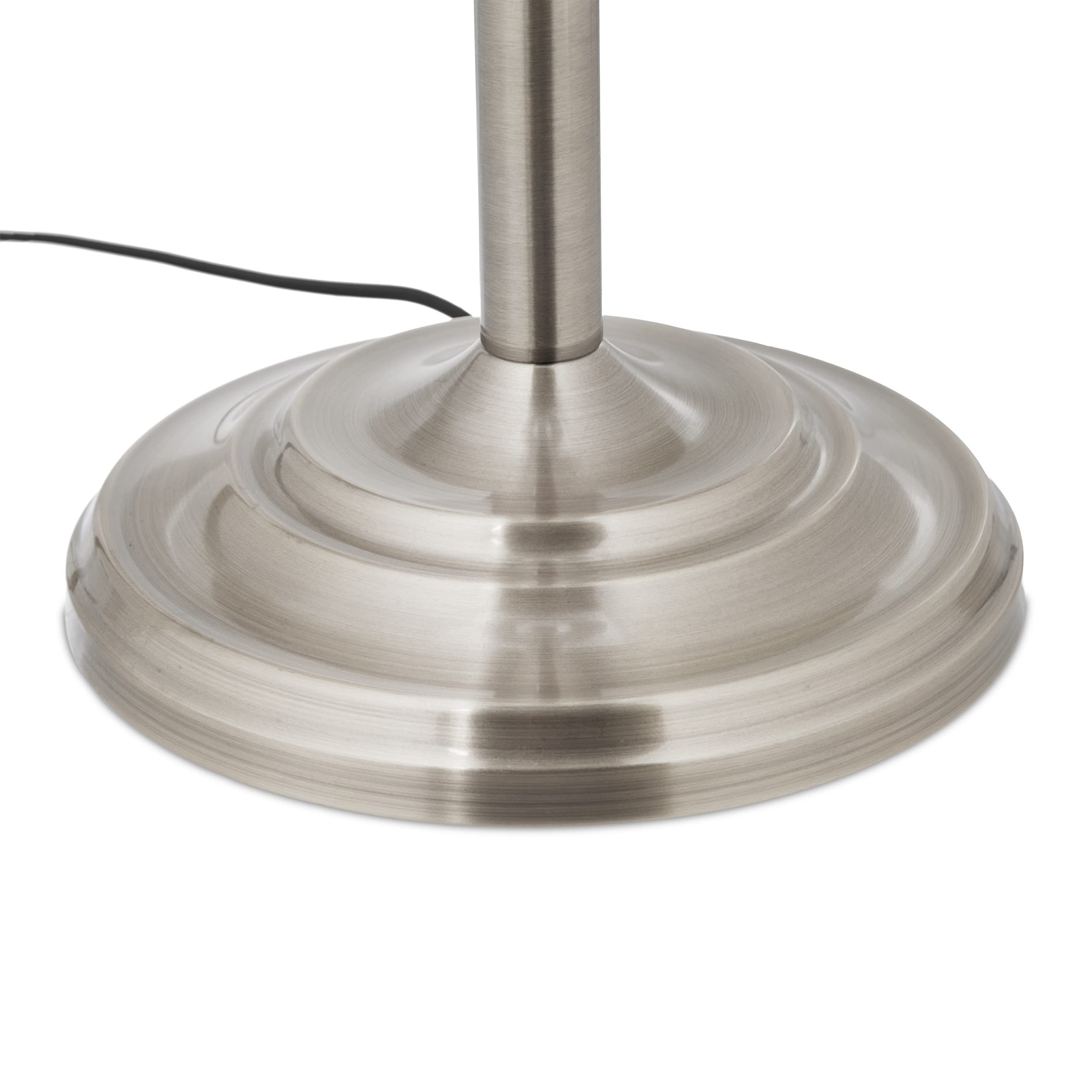 Relaxdays Stehlampe antik, Stoffschirm, dekorativer Metallfuß, E27, Standleuchte Wohnzimmer, HxD: 157x42cm, silber/weiß