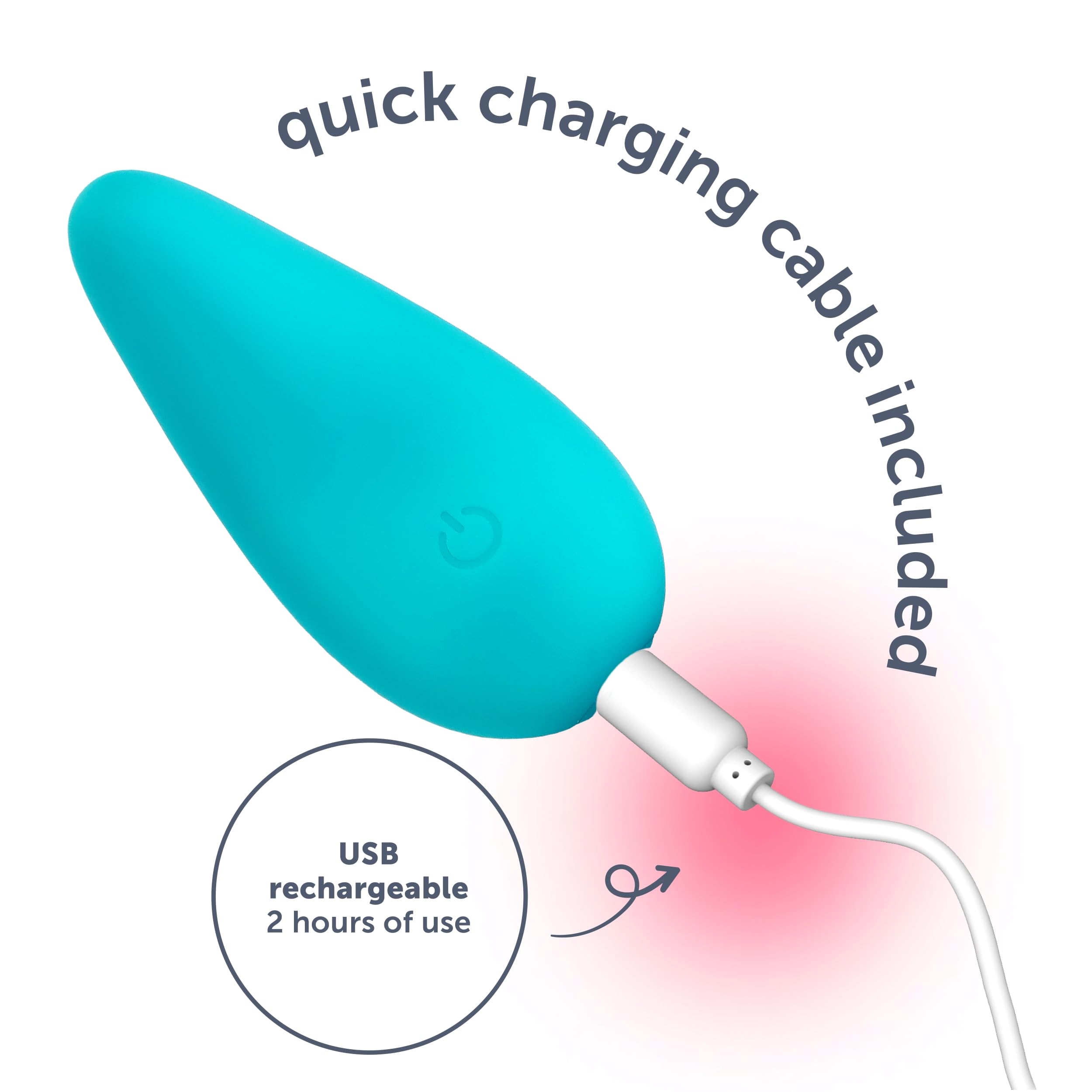 plusOne Mini Massager with Storage Bag, 10 Vibration Settings, Body-Safe Silicone, Rechargeable Battery