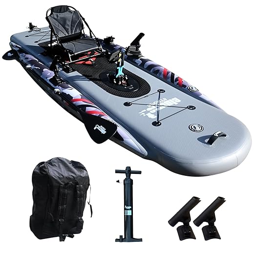 Inflatable Fishing Kayak for Adults - 1 Person, Pedal Drive, Folding, with Movable Seat, Hand Pump & Paddle & Oxford Bag, 410lbs Capacity