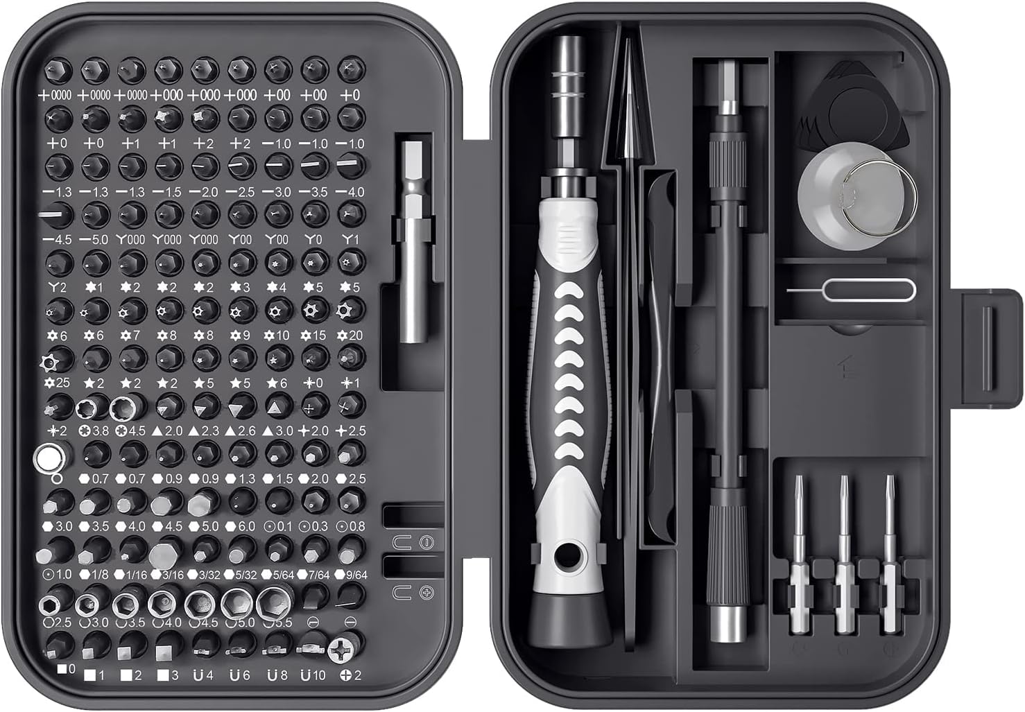 Juego de destornilladores – Juego de puntas de destornillador de precisión, mini hexagonal Phillips Torx ranuradas con caja de herramientas, ideal para electrónica, laptop, iPhone, joyeros y