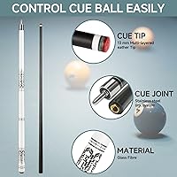 Vista 2 de HomeSeason Fiberglass Pool Cue 58" Professional Pool Stick 12.7mm 4-Layer Tip Low Deflection Cue Stick, 3 * 8/8Joint Pin, Ultra-Smooth, Billiard Cue