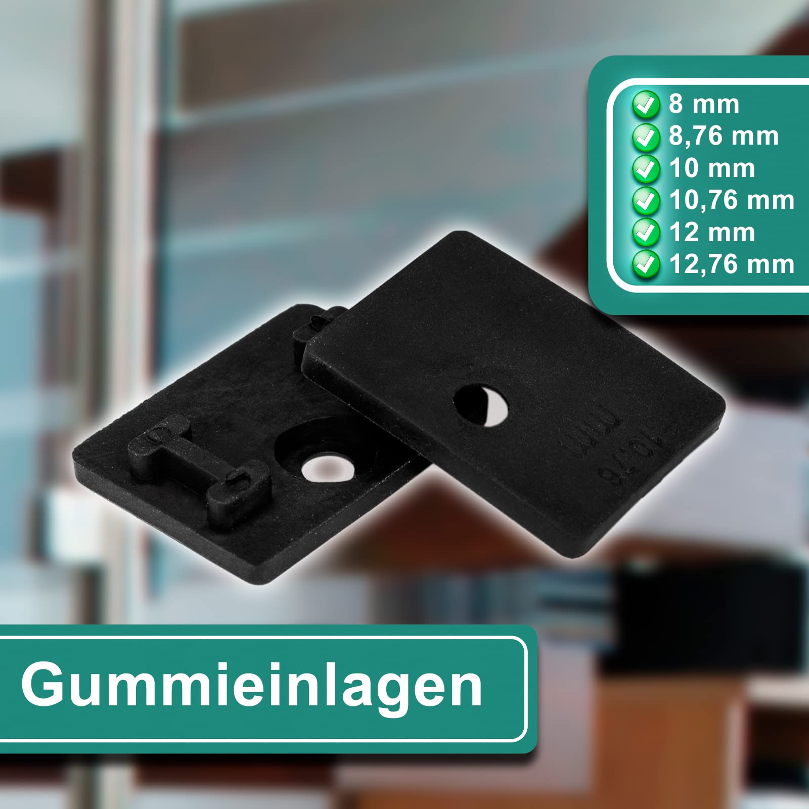PRIOstahl Glashalter 4 Stück Glasklemme Klemmhalter Glashalter mit Sicherungsplatte + Sicherungsstift 52 x 52 x 32 mm Anschluss: Flach für Glas 8 mm aus Edelstahl V2A