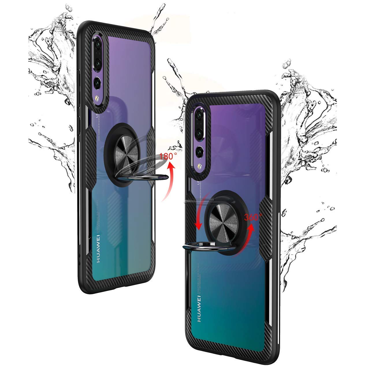 Cover SORAKA Per Huawei P20 Trasparente Con Anello Portadito E Piastra Magnetica - Custodia Morbida Antiurto - 3