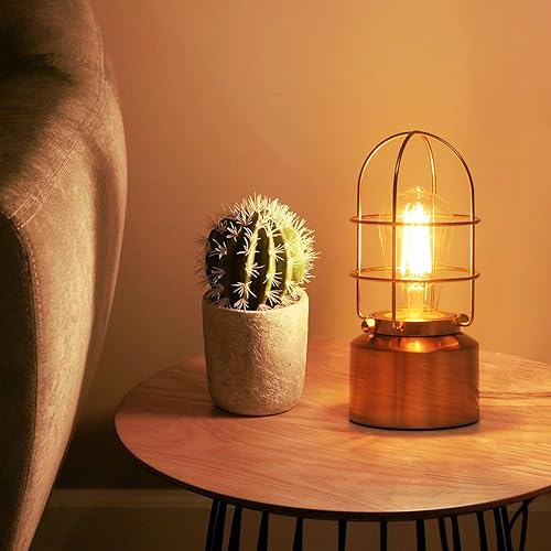 Miniatura 8 de Haian Support Lámpara de escritorio rústica vintage, lámpara industrial de mesita de noche para mesita de noche, lámpara pequeña antigua con