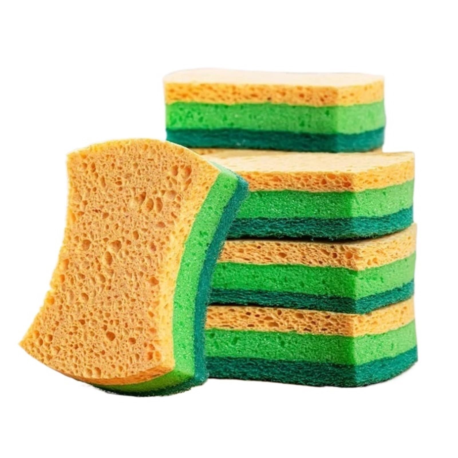 Sponge Algodón de Pulpa Madera compuesta | Esponja for lavar platos con estropajo de tres capas rica en burbujas sin arrojar residuos(24pcs)