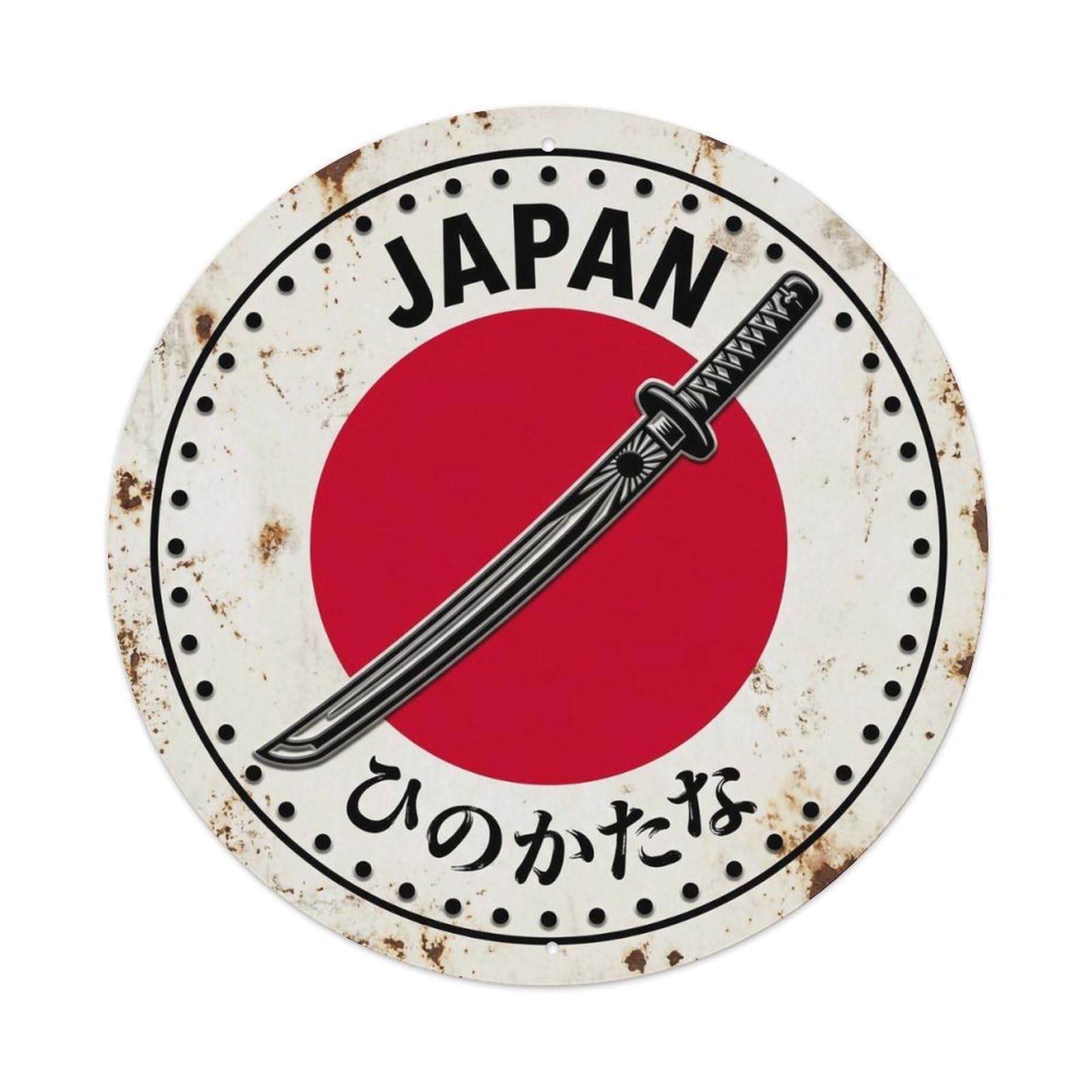 Sun Sword Japan Blade Weapon Rustic Metal Tin Sign