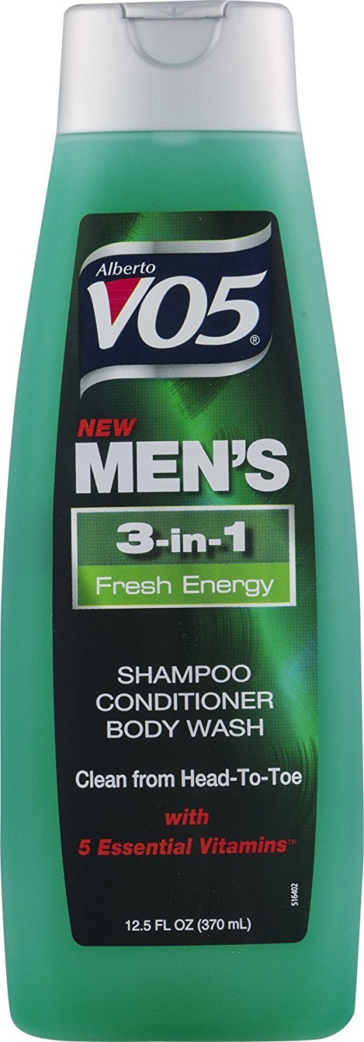 VO5 3 Pk, Alberto Men's 3-in-1 Shampoo Conditioner Body Wash Fresh Energy, 12.5oz