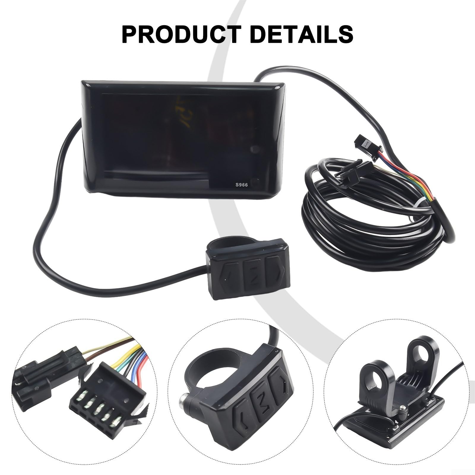 Écran LCD pour vélo électrique, 24-72 V LCD-S966 - Grand écran - Étanche IP65 - Pour vélo électrique