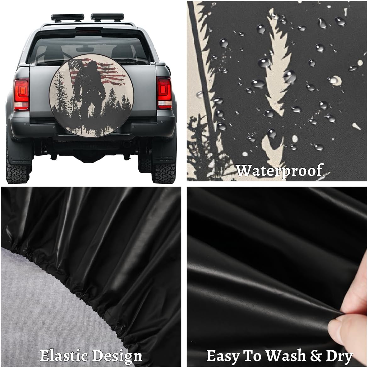 Flag Bigfoot Spare Tire Cover Dust-Proof Wheel Protector for Cars,15" | Flag Bigfoot American Waterproof Wheel Covers Universal Wheel Tire Protectors for Cars Travel Trailer RV Truck SUV Camper