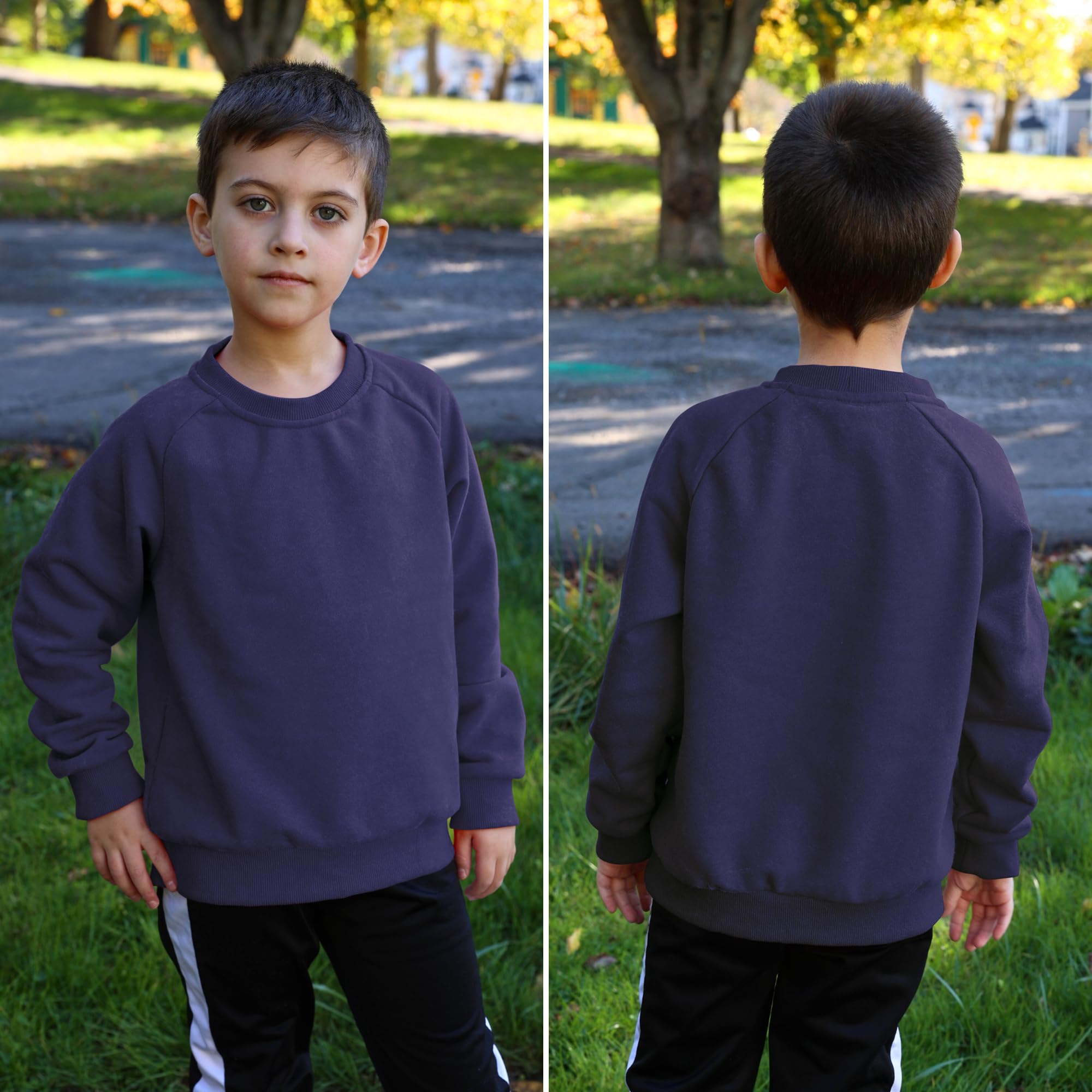 BIG ELEPHANT Sweatshirt Jungen – Rundhals Pullover Kinder Jungen Langarmshirt Leicht & Warm für Schule & Freizeit