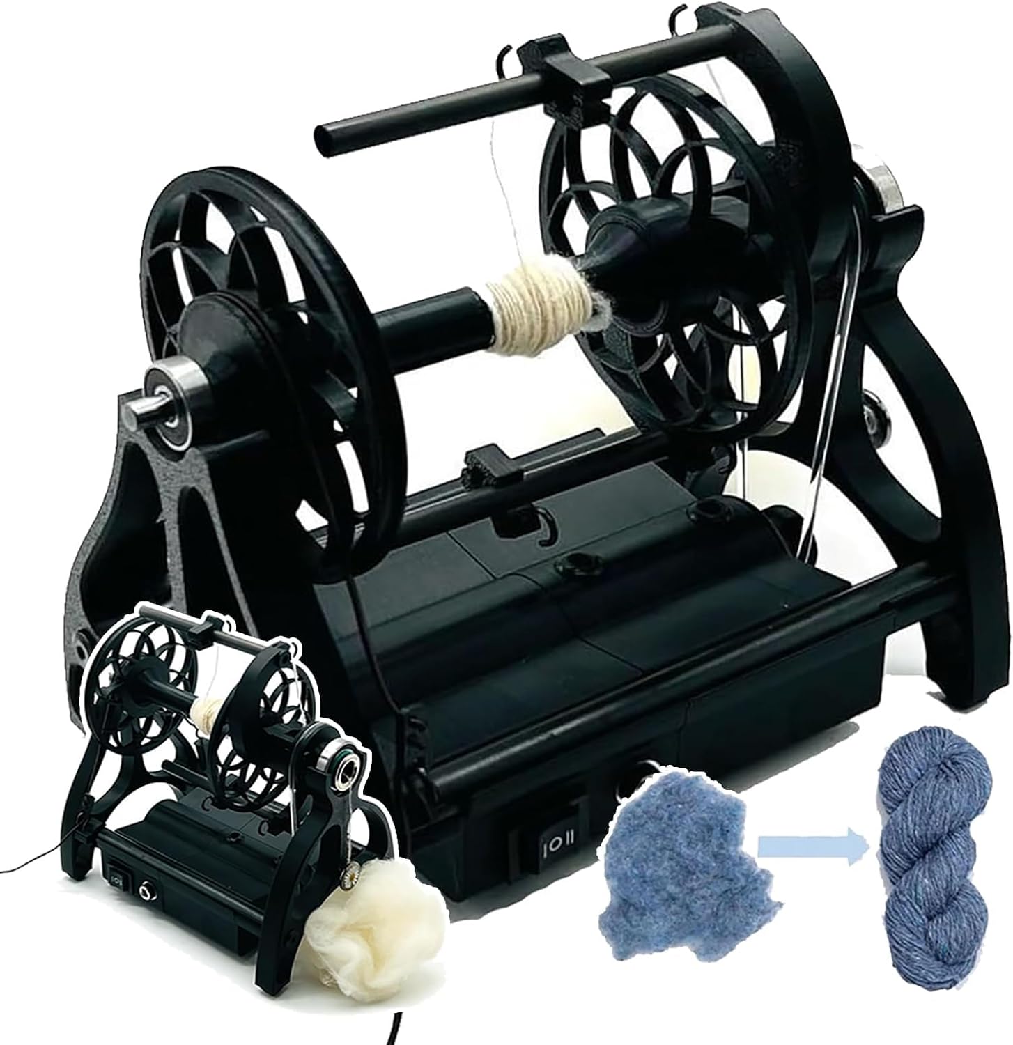 Electric Spinning Wheel, Knitting Wool Yarn Winder, Stepless Speed + No Need Installation, for Wool Fibre Twisting