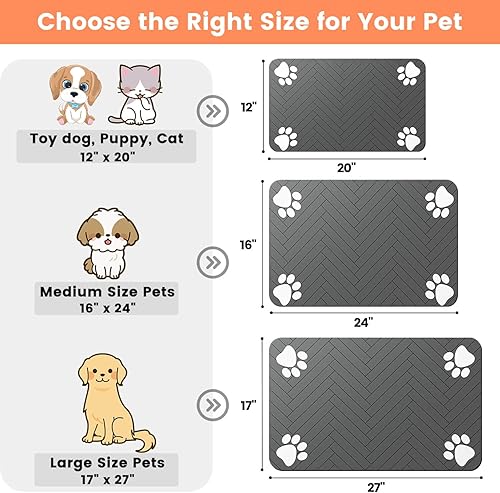 Miniatura 6 de Tapete de alimentación para mascotas, mantel individual absorbente para comida y agua, con base de goma impermeable, tapete dispensador de agua de