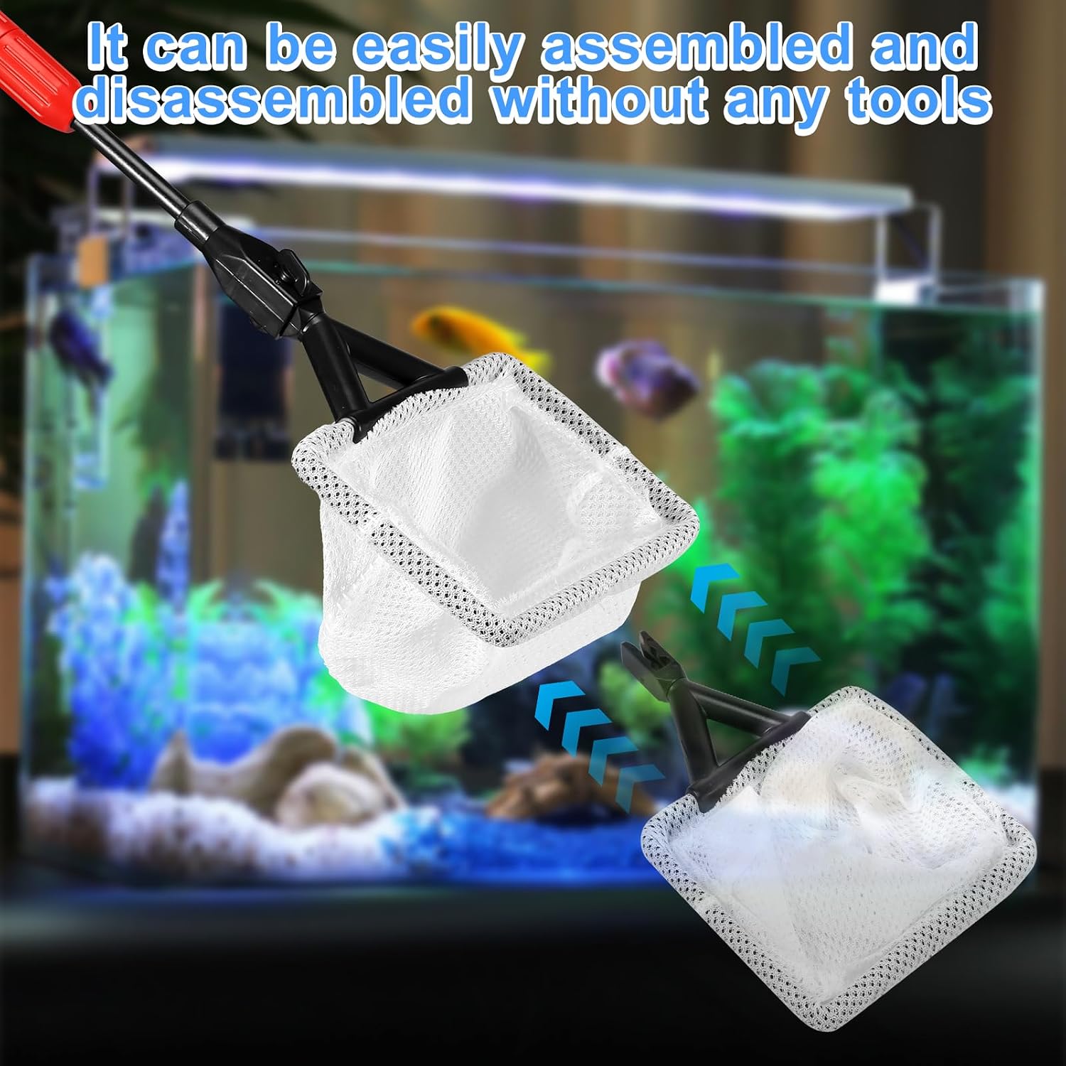 US 6 in 1 Aquarium Cleaning Tools Complete Aquarium Cleaning Kit with Scraper Gravel Rake Pipe Brush Practical Fish Tank Cleaning Kit with 3.3Ft Adjustable Handle for Glass Tank
