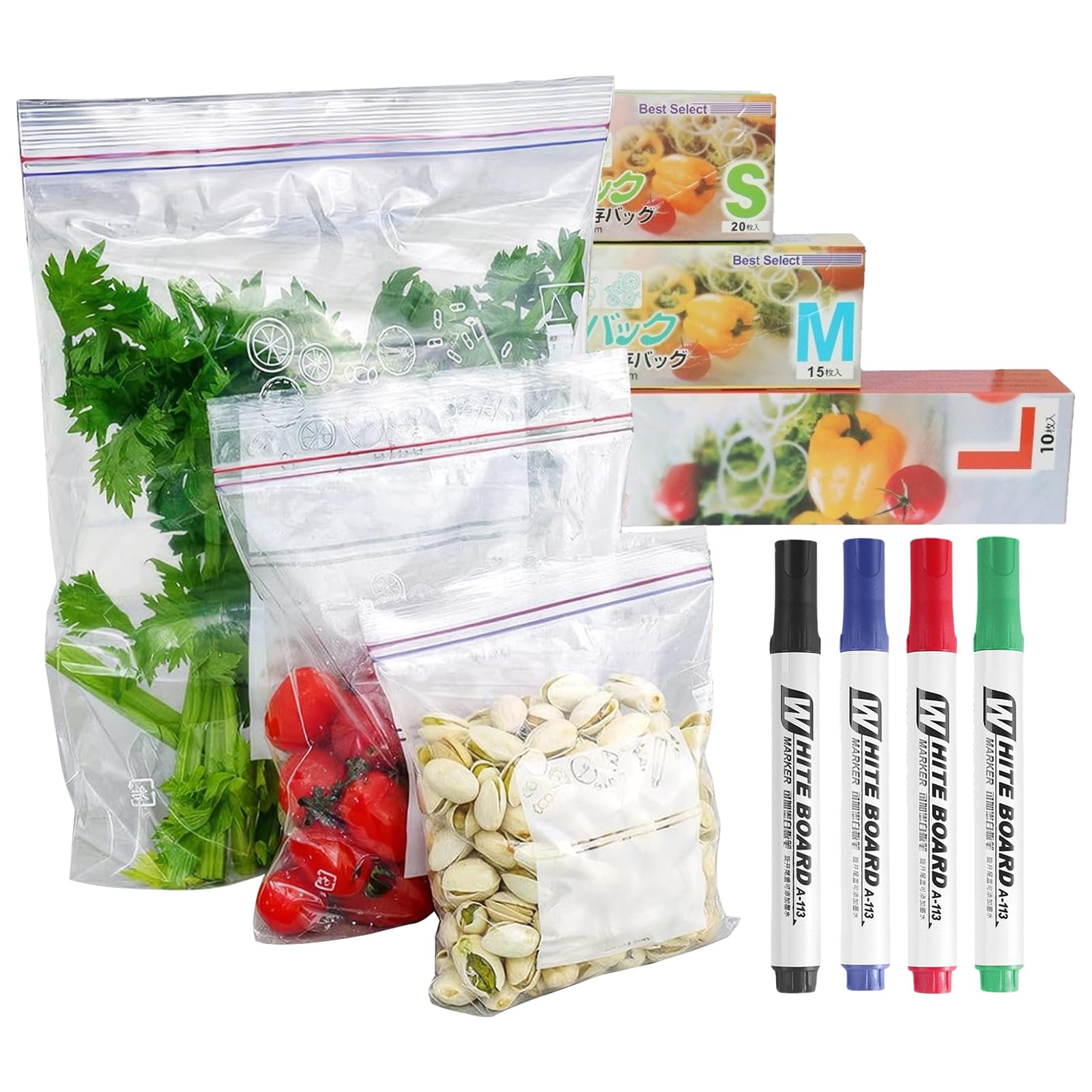 Uoxmiy Clear 220Pcs Freezer Bags Food Storage Bags Reusable Sandwich Ziplock Bag Freezer Bag With Double Seal Ziplock For Snacks, Fruits, Soup Widen Bottom (3 Sizes)