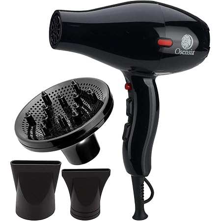 Amazon.com: Secador de pelo profesional con difusor – 1875 W de turmalina  iónica de cerámica soplado para estilo sedoso, sin encrespamiento con 2  concentradores de secador de pelo – difusor activador de