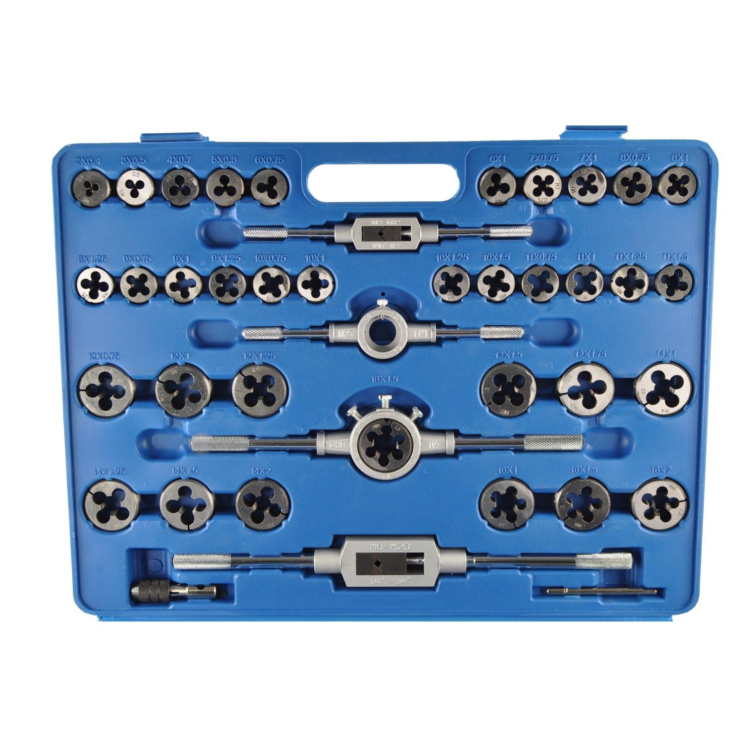 TSX TOOL Set Maschi e Filiere Metrici 110 Pezzi M2-M18 Acciaio Trattato con Cassetta Portautensili