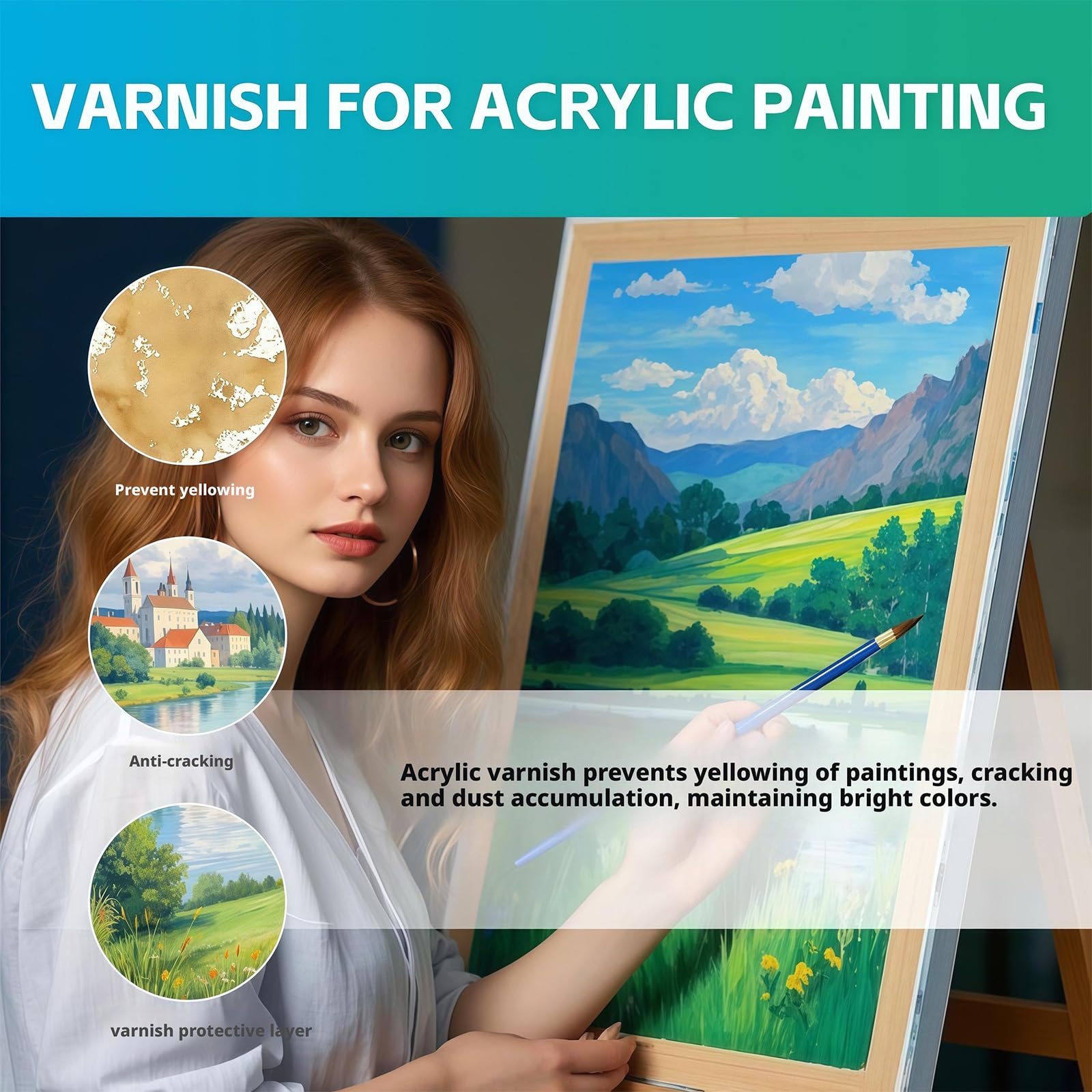 Air Dry Clay Glaze with Brushes, Varnish for Acrylic Painting Waterproof Clay Varnish to Prevent Crack & Yellow - Image 3