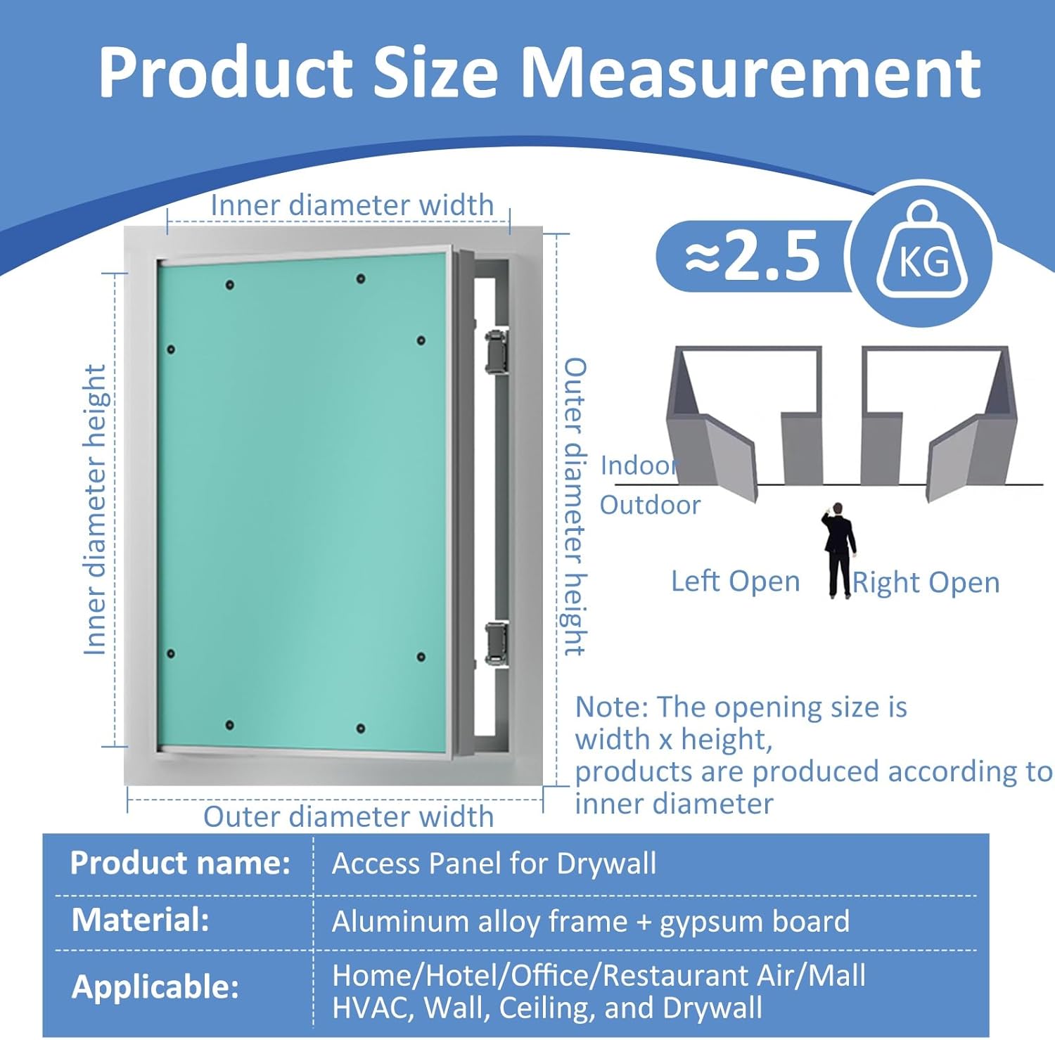 Recessed Access Panel for Drywall - 12x16in & 34x47in - Durable Wall Hatch Cover - Easy Maintenance Door for Tiles & Walls - Perfect for Home & Commercial Use