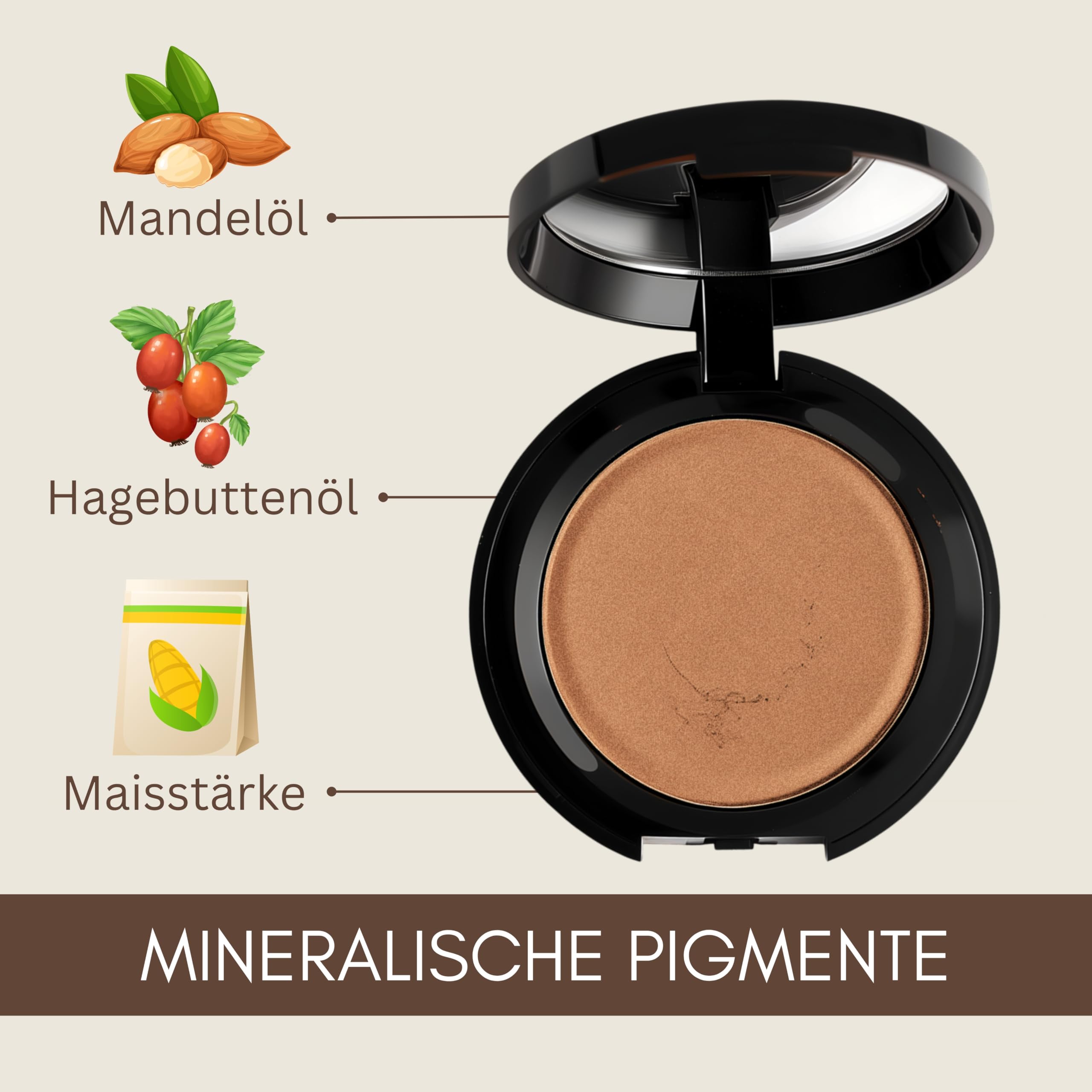 Thats me organic Bio Bronzing Powder "Sunny Kiss" – Vegan, ohne Tierversuche – Natürliche Bräune & gesunder Glow – Perfekt für alle Hauttöne – Contouring Puder