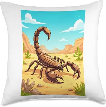 Deathstalker Scorpion Deadly Venom in Desert Regions Comic Throw Pillow