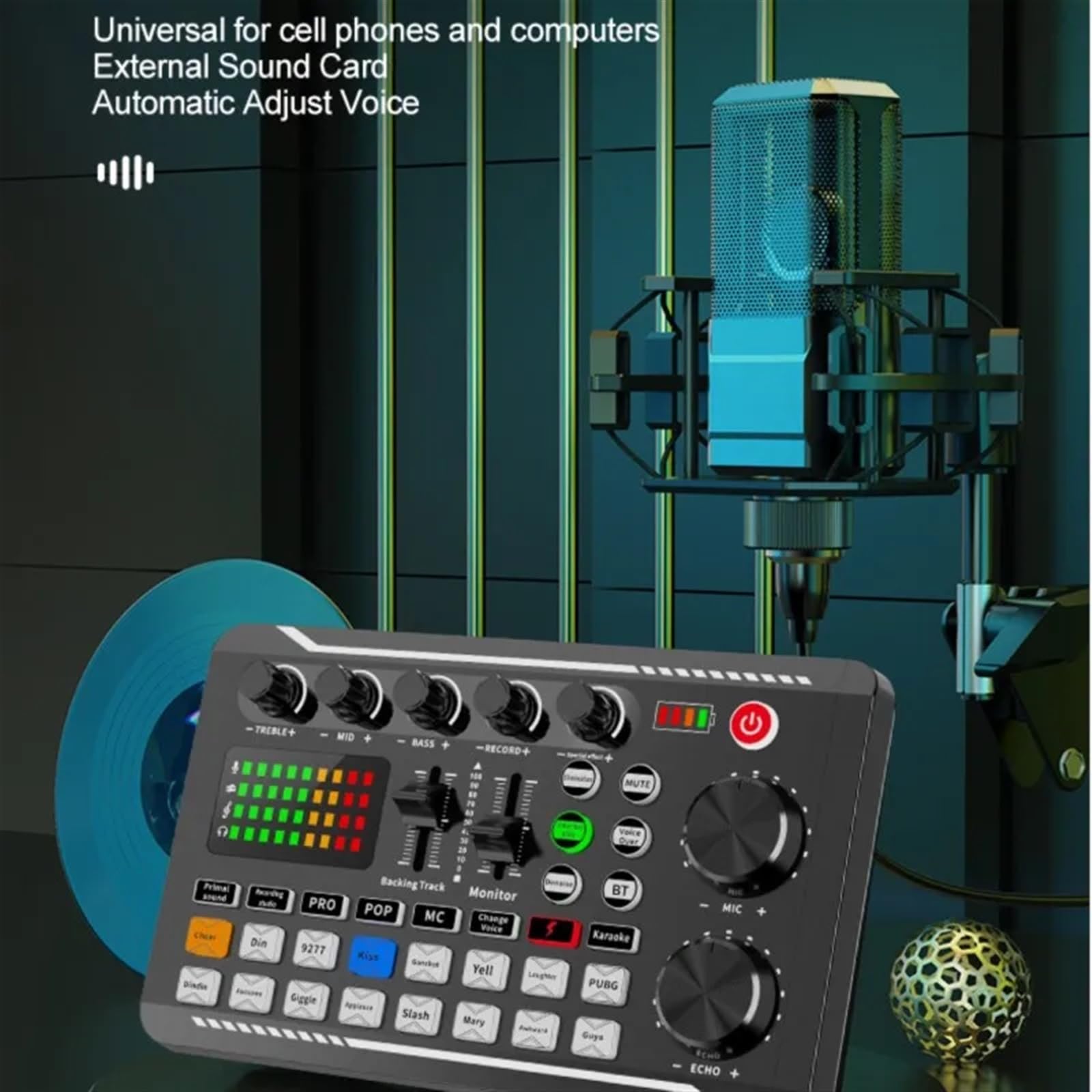Controllore DJ, Microfono dedicato for scheda audio for trasmissione dal vivo Scheda F998 con interfaccia (opzionale) Con effetti mixer DJ Cambia voce(4)