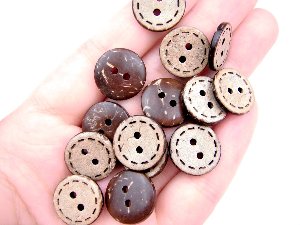 MAYJOYDIY 30-Pack Large Coconut Buttons – 2 Inch, 2-Hole, Natural Brown For Sewing, Crafts & Decor 13 thumbnail image