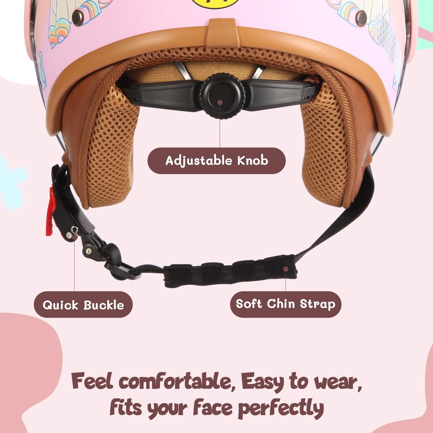 Kids 3/4 Open Face Motorcycle Helmets for 4-15 Years Old, Youth Child Dirt Bike ATV Helmets, Lightweight Vintage Half Helmet for Electric Scooter Moped Go Kart 4 Wheeler, DOT Approved