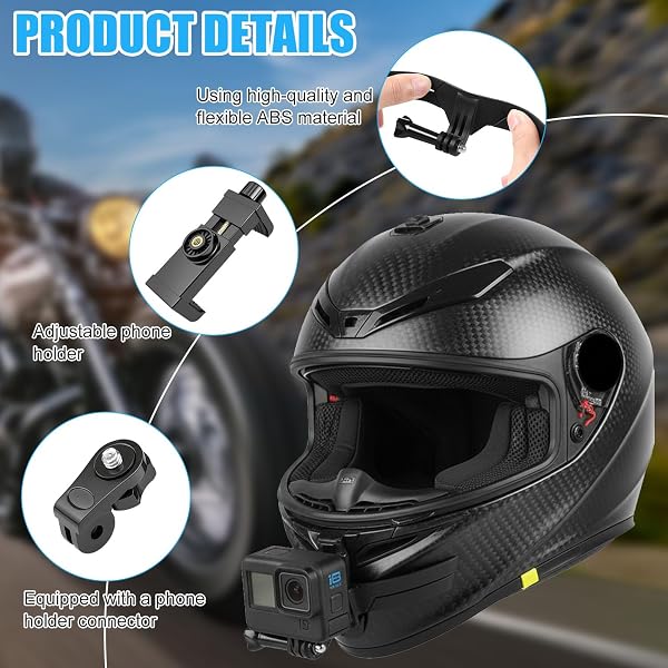 Chin Mount, Supporto per Casco da Motocicletta Regolabile per Action Camere Ciclismo, Registrazione Video Attacco Gopro Casco - 4