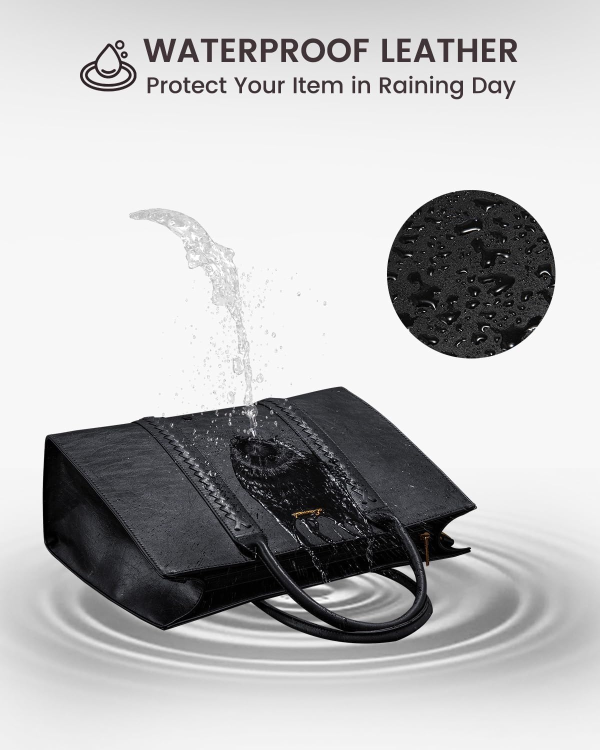 LOVEVOOK Laptop Tote Bag for Women, Vintage Leather Work Bags 17 inch Laptop Bag, Waterproof Professional Computer Bag Business Office Briefcase Large Shoulder Bag Handbag, Black - Image 4